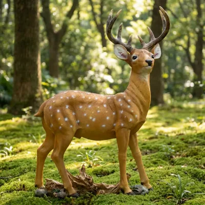 Factory Direct Life-Size Standing Fiberglass Deer Statue Outdoor Garden Decorative Sculpture for Christmas Holiday