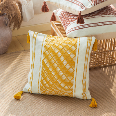 Wholesale Living Room Cushion Cover Modern Decorative Jacquard Striped Cotton Throw Pillow Cover