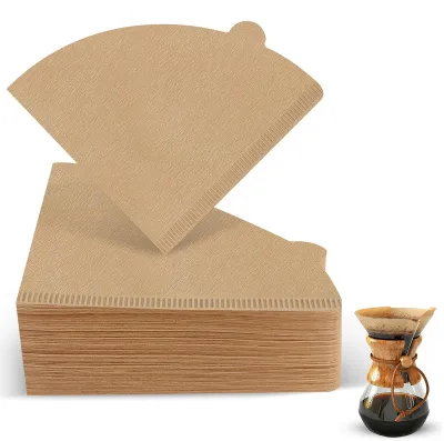 100 Counts Unbleached Disposable Coffee Filter No Blowout Tear-Resistant Cone Coffee Paper Filter for Cafe Bar