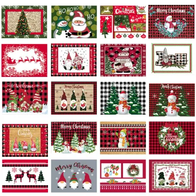 Christmas Decorative Polyester Placemats New Printed Eco-friendly Durable Heat-resistant Mats Simple Versatile Factory