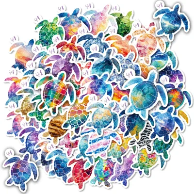 2026 Newly 50PCS Upgraded easy peel off sea animals watercolor turtle sticker