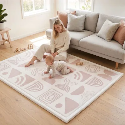 Baby Crawling Mat 100x100 150x200cm Thickened Foam Play Mat Flannel Surface for Kids Room Living Room Non Slip