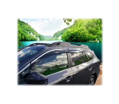 2020-ON Subaru Outback (BT) Injection Window Visor Door Visor Wind Deflector with 18mm Chrome Molding Car Deflectors