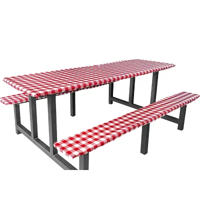 Wholesale 3 Piece Set Striped Waterproof Oilproof Elastic Outdoor Home Tablecloth 6 Ft 72x30" Fitted Picnic Bench Covers