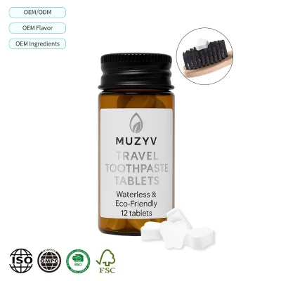 OEM Factory 12-Tab Toothpaste Tablets Mint Flavor for Travel with Plaque Removal