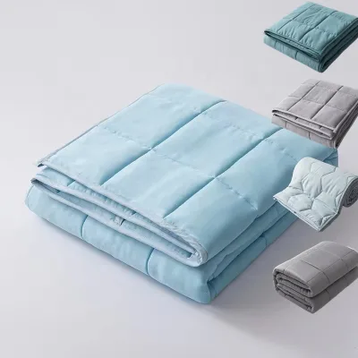 Summer Sky Blue Gray Coolmax Cooling Twin Queen Size Glass Beads Weighted Blanket 5lbs 15lbs 20lbs 30lb Weighted Blanket Blankey