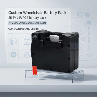 OEM Electricwheel Chair Battery 25.6v 12a/15a/20a/30a/40a/45a Big Capacity Lifepo4 Battery Pack