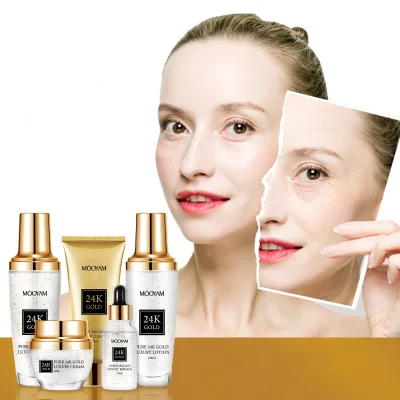 Luxury 5 Pcs/Set for 24K Gold Face Skin Care Set for All Skin Types Anti-Aging Moisturizing & Whitening