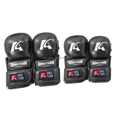 Angtian Factory Custom Boxing Gloves Half Finger MMA Fighting Gloves Protect Knuckles