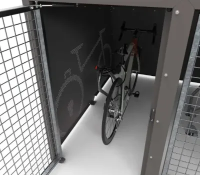 Commercial Grade Bicycle Storage Locker Modular 2 Bike Cycle Cabinet Anti Corrosion for City Street, Park and School Facilities