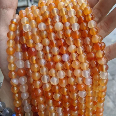Factory Sale Wholesale Natural Reg Agate Stone Loose Beads Gemstone Cernelian DIY Bracelet and Necklace