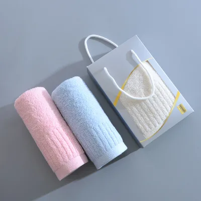 Factory Wholesale Bath Towel Gift Box Set Solid Color Cotton Towel Set