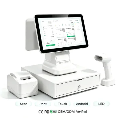 15 Inch White Touch Screen Pos in Restaurants and Pos Machines in Supermarkets Build in Printer