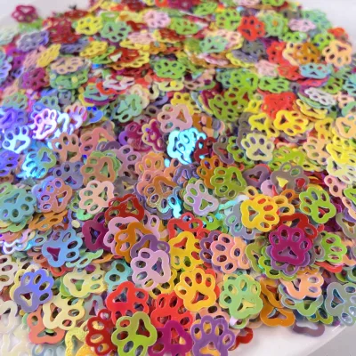 Wholesale Cat Dog Foot Shape 7mm Bear Foot Sequins PVC Multi-Colors Cards DIY