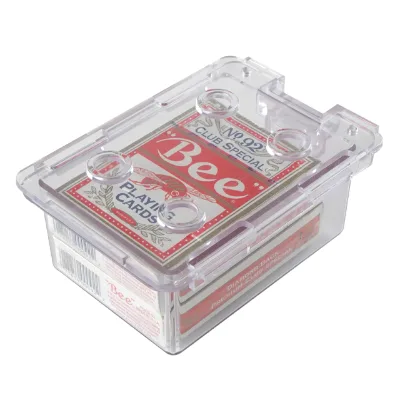 YH Cheap Promotion Transparent Acrylic 2 Decks Poker Card Holder Box With Cover