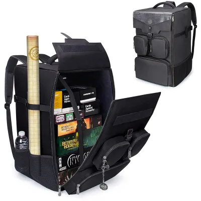 Reinforced Rigid Board Game Storage with Padded Shoulder Straps Carrying Handle and Accessories Pockets Board Game Backpack