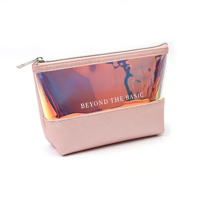Custom Logo Holographic Laser Makeup Bag Waterproof Glitter Clear PU TPU Cosmetic Toilet Bag