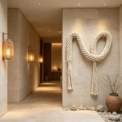 Wabi Sabi Oversized Hand Braided Thick Cotton Rope Abstract Textile Wall Sculpture for Spa Hotel Lobby Corridor Interior