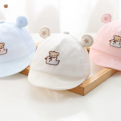 Summer Baby Cute Bear Baby Sunscreen Baseball Hat Mesh Soft Brim Sun Baseball Hat