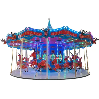 Custom Christmas Themed Outdoor Shopping Mall Mobile Carousel Ride Merry-Go-Round Amusement Equipment 12-36 Persons Capacity