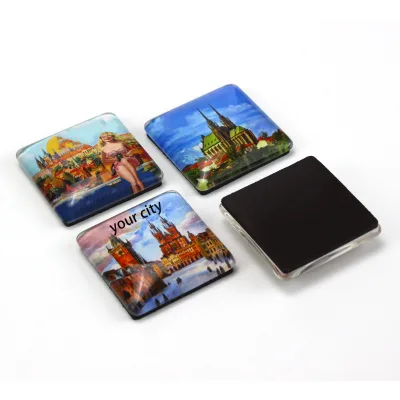 Customized 3D Square Shape Personalized Crystal Glass Photo Fridge Magnets Decor Magnetic Glass Fridge Magnet Souvenir