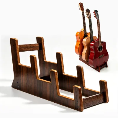 Factory Customized DEDO Brand Guangdong 3-Slot Walnut Wood Guitar Stand Certified Multi Triple Acoustic Classical Guitar Display