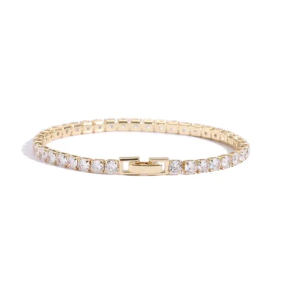 Hip Hop Bling Gold Plated Jewelry Iced Out Cubic Oval Zircon Necklace with AAA CZ Stone 3MM-5MM Tennis Bracelet for Parties