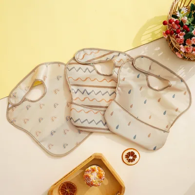 Custom 100% BPA & Phthalate Free Polyester Geometric Line Art Waterproof Toddler Bib Non-Toxic Baby Bib Meets CPSC Standards