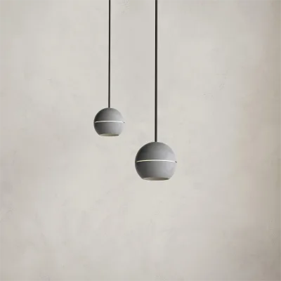 Modern Minimalist 8W Concrete Pendant Lamp with Adjustable Height AC Power for Hanging Home Bookstore Office Decoration