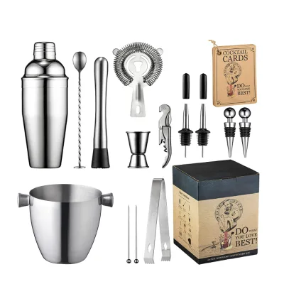 Bar Set 15pcs Bartender Kit Barman Cocktail Shaker Set Coctelera Drink Mixing bar Tools Ice Bucket Ice Tongs Martini Shaker