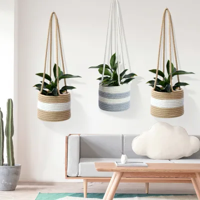 Pot Holder Hanger Garden Hanging Baskets Pots Seagrass and Cotton Rope Hanging Plant Basket Weaving Hanging Basket for Plants