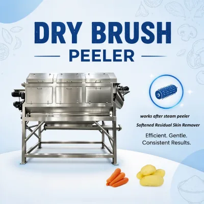16T/H Dry Brush Peeler SUS304 Post Steam Peeling Residual Skin Remover Machine for Potato Root Vegetable Processing Line