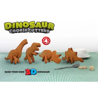 Food Grade Kid's Baking Tools Plastic 3D Gingerbread Animals Space Travel Dinosaur Cookie Cutters