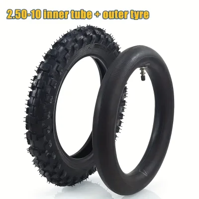 2.50-10 Off-Road Tire and Inner Tube Set Replacement Tire with Straight Valve for CRF50/XR50, DRZ70/JR50 Motorcycle