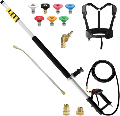 20 FT High Rise Handheld Window Cleaning Telescoping Pole Disposable High Pressure Washer Cleaning Machine Water Fed Pole