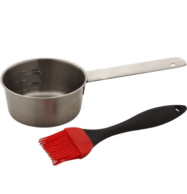 Kitchen Essentials BBQ Basting Brush Sauce Pot Set Essential Metal BBQ Tools Accessories
