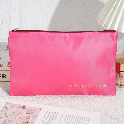 Custom Logo Printed 210D Polyester Zipper Storage Bag Promotion Waterproof Polyester Cosmetic Zipper Makeup Pouch