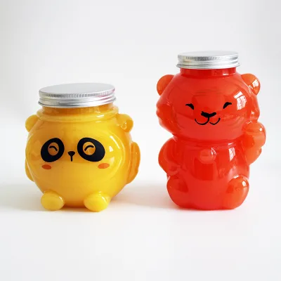 350ml-500ml Transparent Empty Cartoon Animals Shaped Milk Tea Soft Drink Orange Juice Plastic Bottle