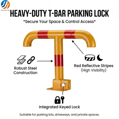 Steel T Shape Parking Space Lock Foldable T Bar Security Post for Driveway and Parking Lot