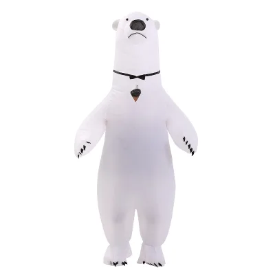 Polar Bear Mascot Costume Suit Fancy Dress Funny Jumpsuit Christmas White Inflatable Realistic Bear Costumes  for Adult