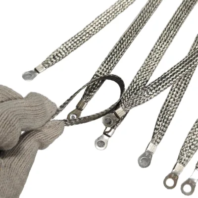 High Quality Customizable Earth Strap Lightning Protection Solid Copper Braided Ground Connector for Power Application Earthing