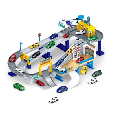 Hot Selling Kids Education Slot Toys Electric Rail Car Parking Lot Urban Public Transit Rail Toys