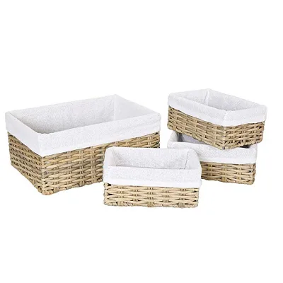 Set of 4 Handmade Decorative Plastic Rattan Hamper Wicker Rattan Basket