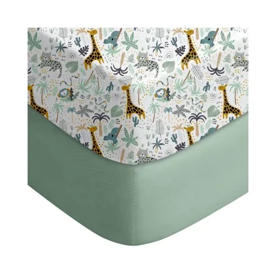 Green Giraffe Collection 100% Cotton Printed Sheet Super Fiber Knitted Craft Cartoon Crib/Children's Mattress Cover Boys Girls