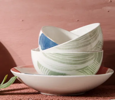Modern Art Style Hand-painted Ceramic Bowl Under Glazed Porcelain for Home and Restaurant