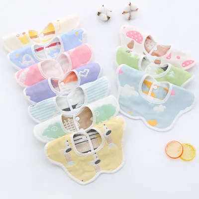 100% Organic Cotton New Design Reversible Bib Food Grade Flowers Saliva Towel for Girls Newborn Babies OEM Service Available