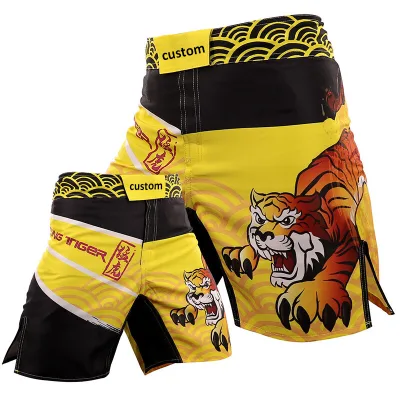Men's MMA Training Shorts Quick Dry Casual Sport Elastic Waist Woven Polyester Fabric Mid Waist Print Pattern Digital Printing