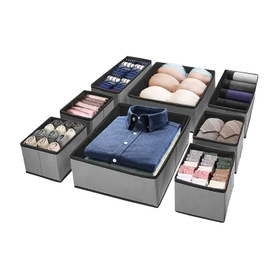8-Piece Modern Foldable Wardrobe Storage Fabric Drawers PP Underwear Basket Storage Box Clothing Sorting Rack Bag Organization