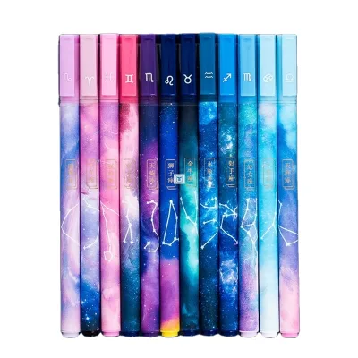 Wholesale Promotional Custom Student Stationery School Writing Constellation Gel Novelty Starry Black Ink Ballpoint Pen Gift Set
