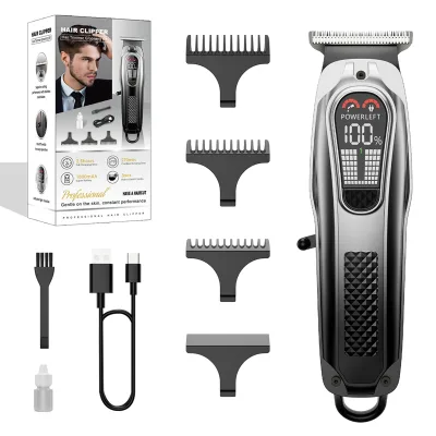 Wireless Hair Clipper 5 Speed Settings High Speed Motor USB Rechargeable Sharp Stainless Steel Blade Complete Cutting Kit